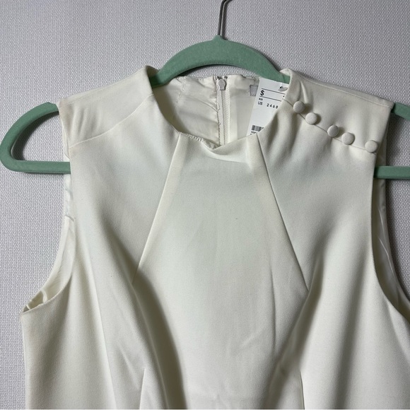 H&M Women's Sheath Dress Ivory Black Shoulder Button Sleeveless 10 New w/ tag - Picture 4 of 9